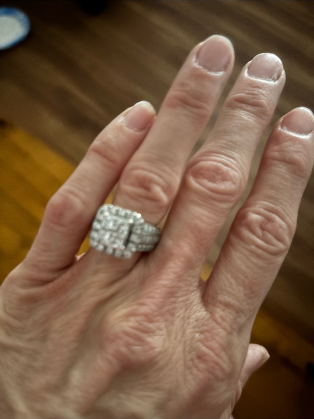 Sterling Silver Multistone Cluster Ring - White